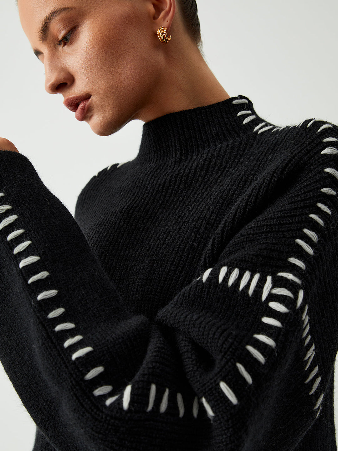 Warda™ - Turtleneck Sweater with Piqué Stitch Details