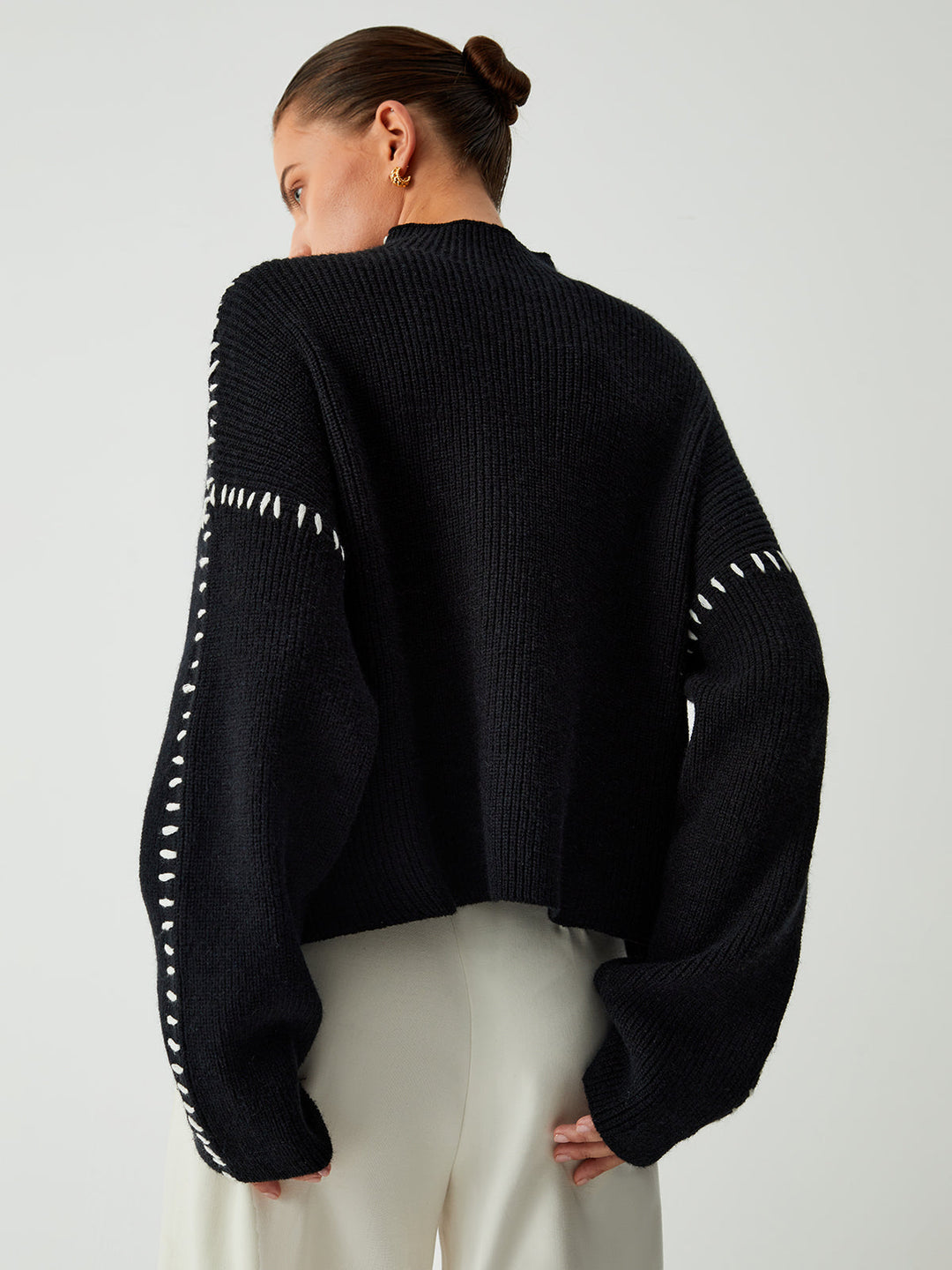 Warda™ - Turtleneck Sweater with Piqué Stitch Details