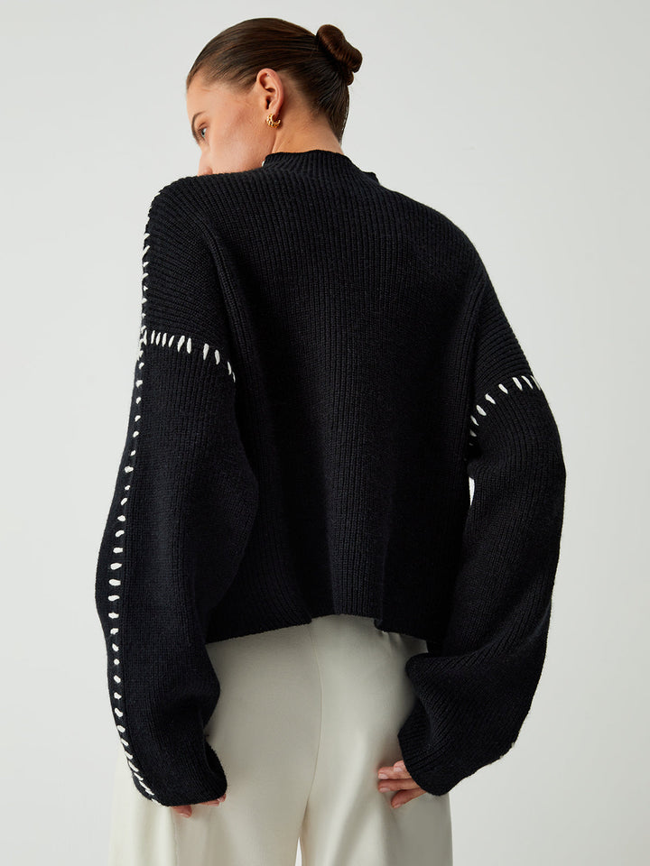 Warda™ - Turtleneck Sweater with Piqué Stitch Details