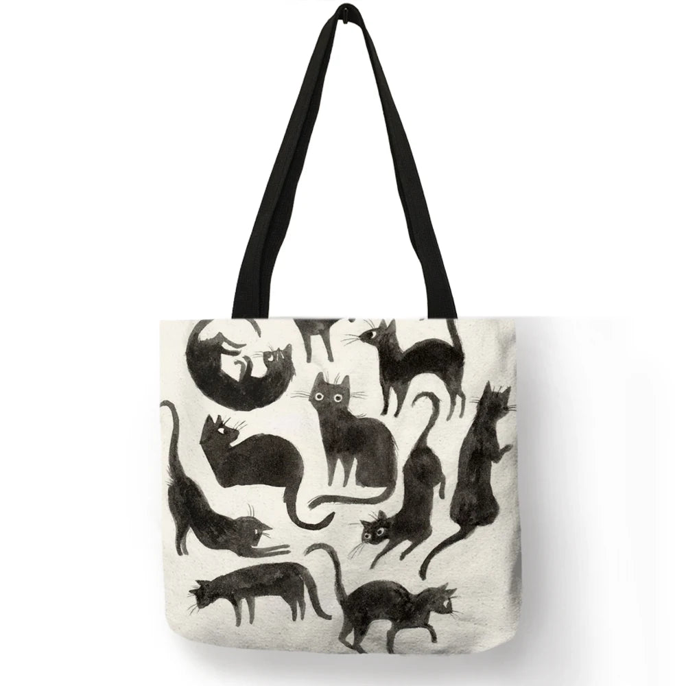 Sumi ™ | Black Cat Print Shopper Bag.