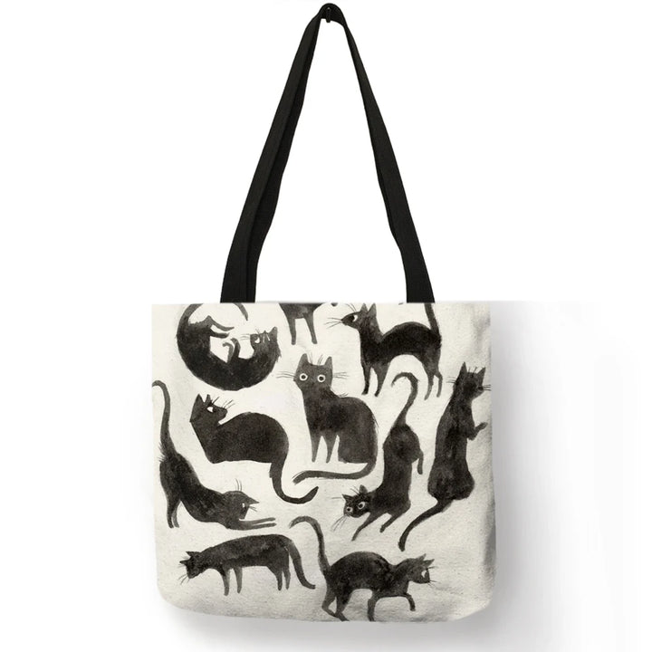 Sumi ™ | Black Cat Print Shopper Bag.