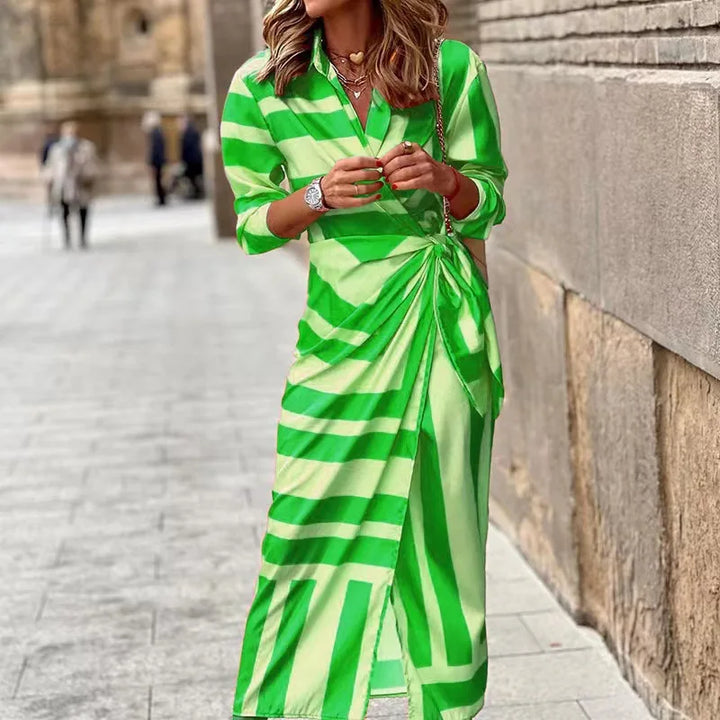 Solana™ | Elegant Striped Wrap Dress