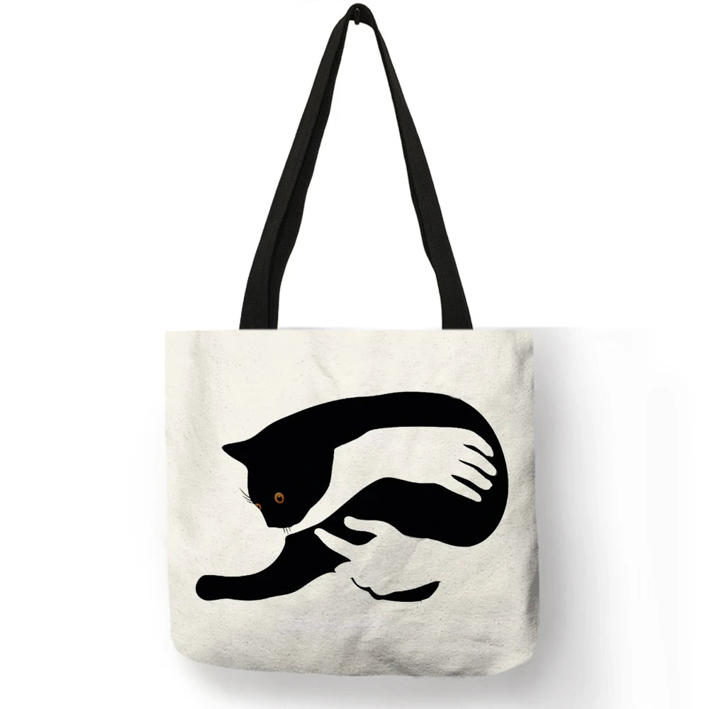 Sumi ™ | Black Cat Print Shopper Bag.