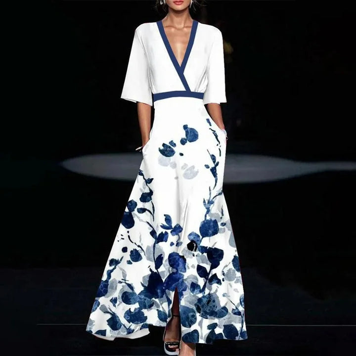 Jade™ | Elegant Flower Pattern Maxi Dress