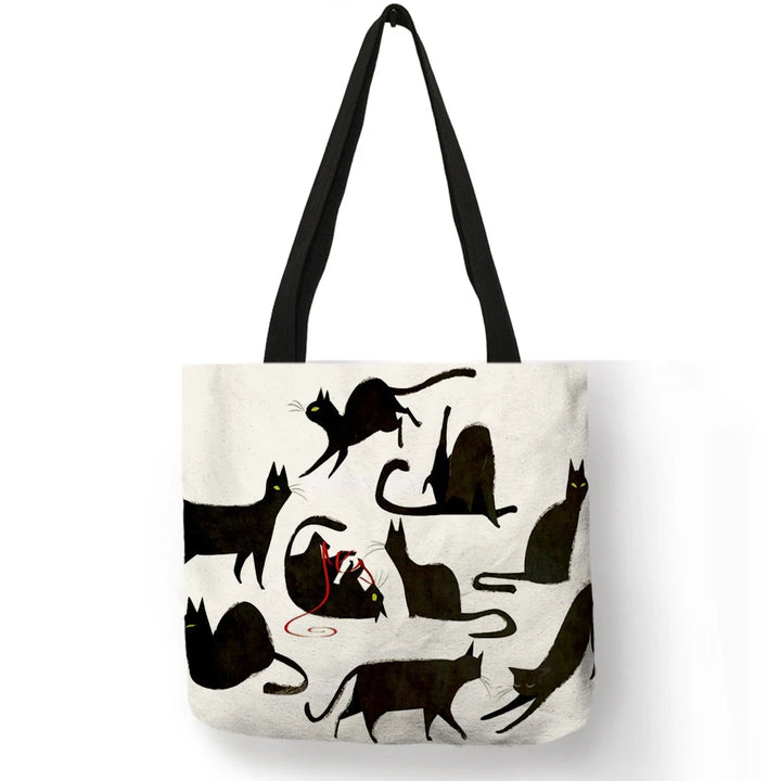 Sumi ™ | Black Cat Print Shopper Bag.