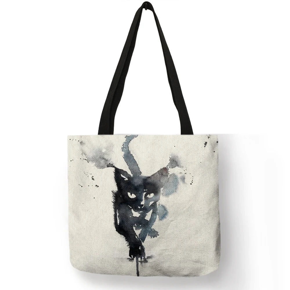 Sumi ™ | Black Cat Print Shopper Bag.