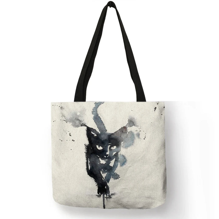 Sumi ™ | Black Cat Print Shopper Bag.