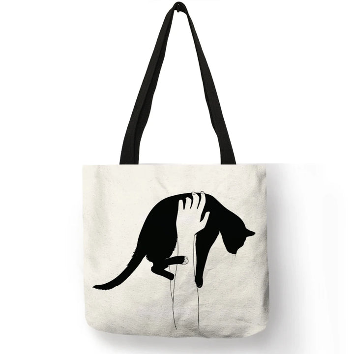Sumi ™ | Black Cat Print Shopper Bag.