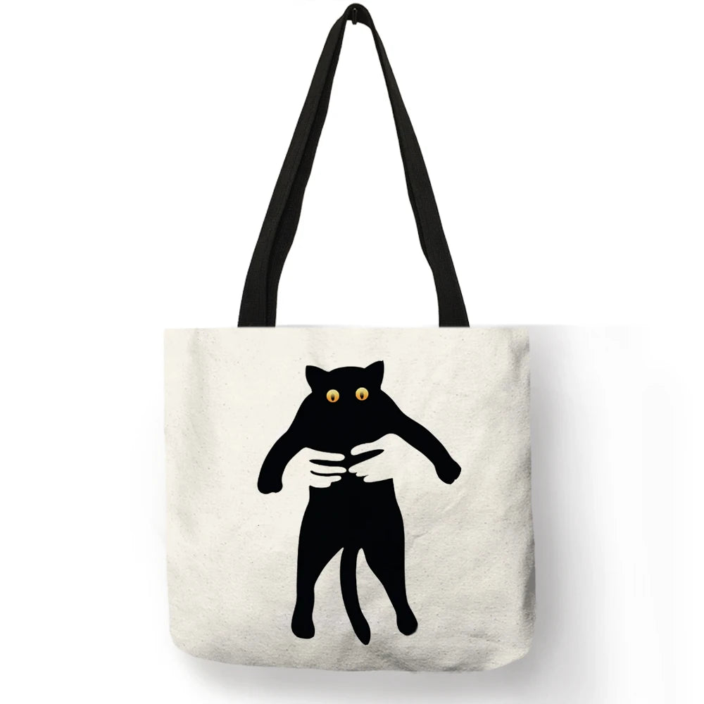 Sumi ™ | Black Cat Print Shopper Bag.