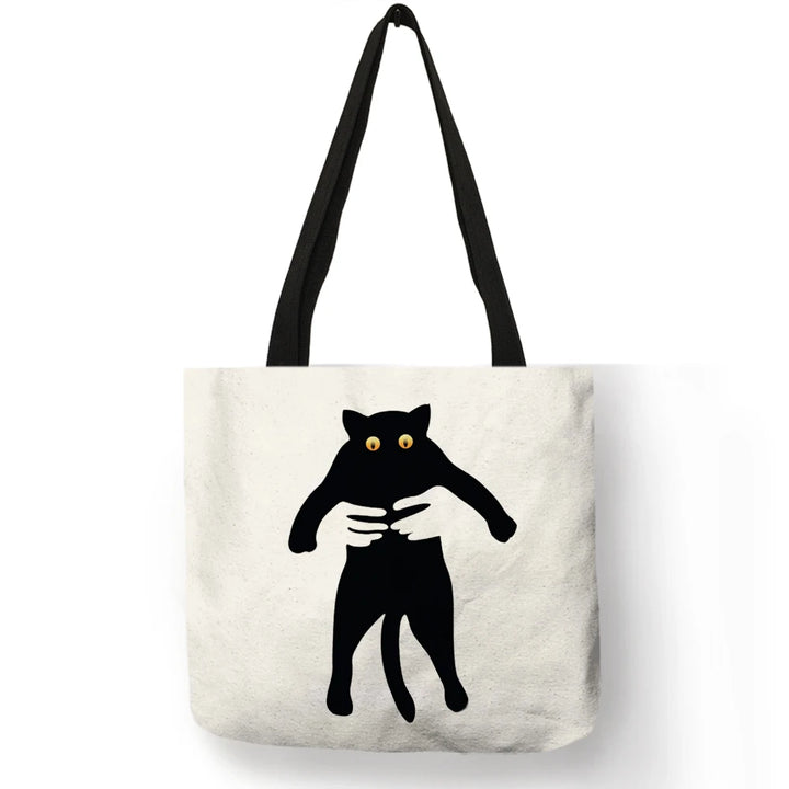 Sumi ™ | Black Cat Print Shopper Bag.