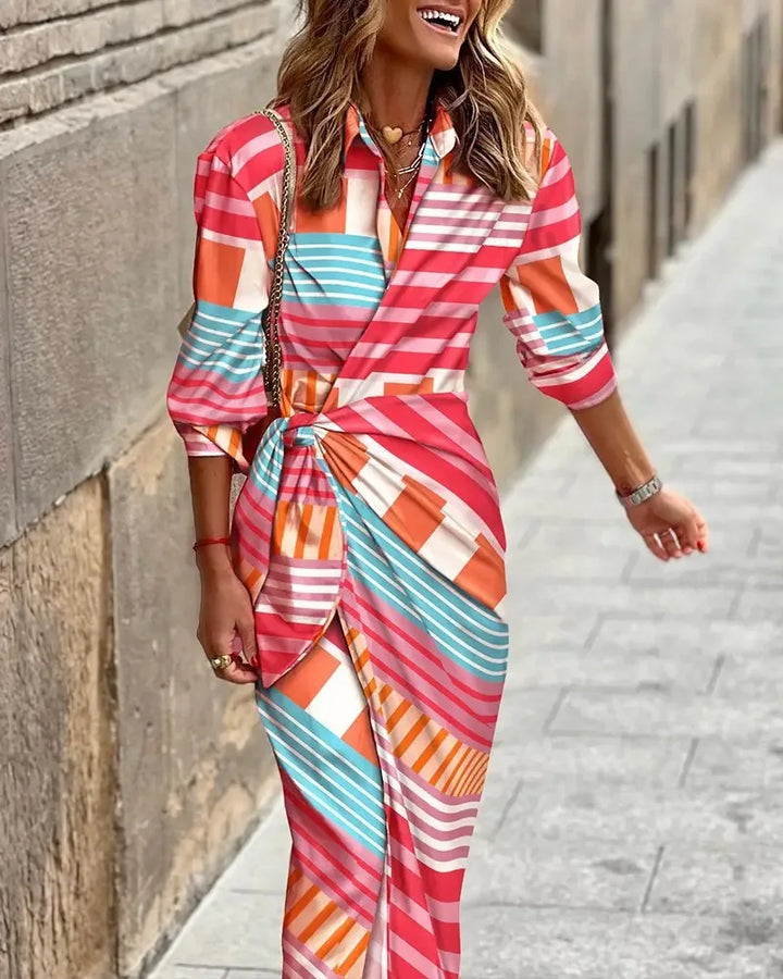 Solana™ | Elegant Striped Wrap Dress