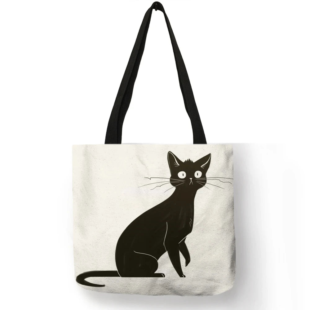 Sumi ™ | Black Cat Print Shopper Bag.